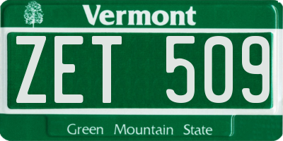 VT license plate ZET509