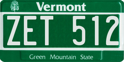 VT license plate ZET512