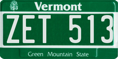 VT license plate ZET513
