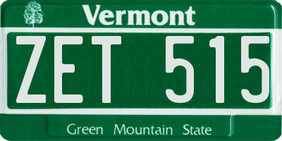 VT license plate ZET515