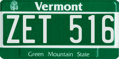 VT license plate ZET516