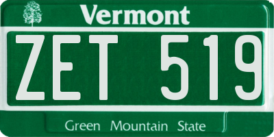 VT license plate ZET519