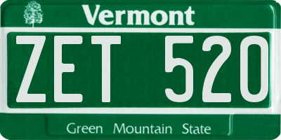 VT license plate ZET520