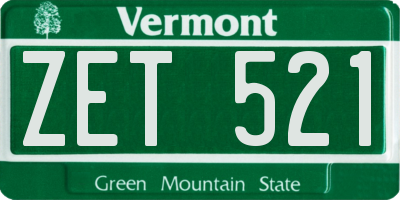 VT license plate ZET521