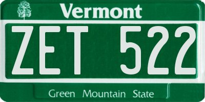 VT license plate ZET522