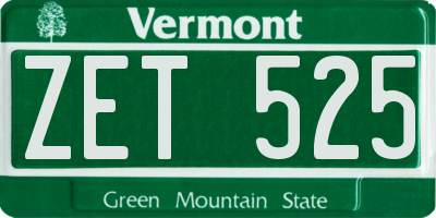 VT license plate ZET525