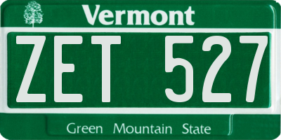 VT license plate ZET527