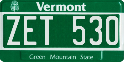 VT license plate ZET530