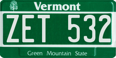 VT license plate ZET532