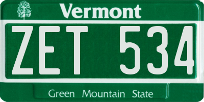 VT license plate ZET534