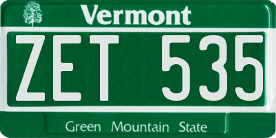 VT license plate ZET535