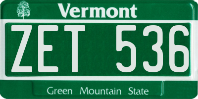 VT license plate ZET536