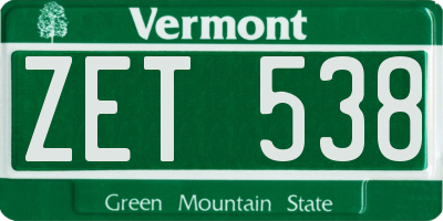 VT license plate ZET538
