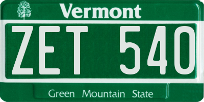 VT license plate ZET540