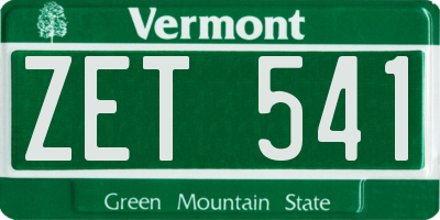 VT license plate ZET541