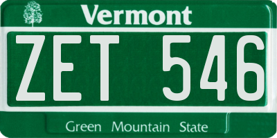 VT license plate ZET546