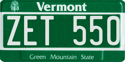 VT license plate ZET550