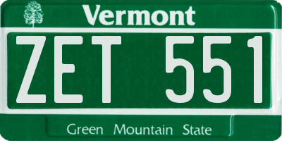 VT license plate ZET551