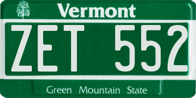 VT license plate ZET552