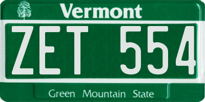 VT license plate ZET554