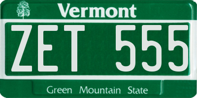 VT license plate ZET555