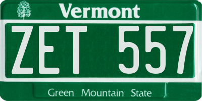 VT license plate ZET557