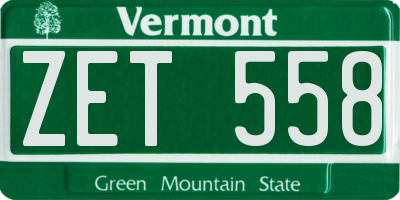 VT license plate ZET558