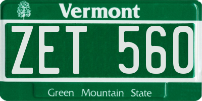 VT license plate ZET560