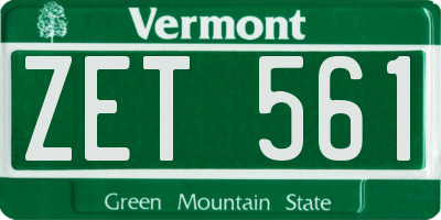 VT license plate ZET561