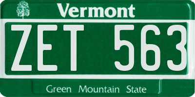 VT license plate ZET563