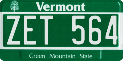 VT license plate ZET564