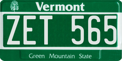VT license plate ZET565