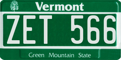 VT license plate ZET566