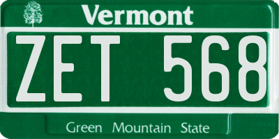 VT license plate ZET568