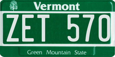 VT license plate ZET570