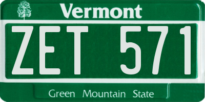 VT license plate ZET571