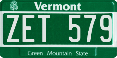 VT license plate ZET579