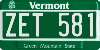 VT license plate ZET581