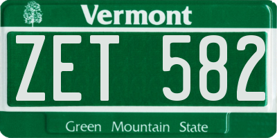 VT license plate ZET582
