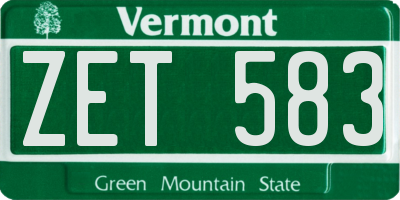 VT license plate ZET583