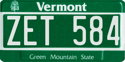 VT license plate ZET584