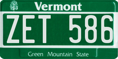 VT license plate ZET586