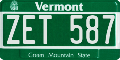 VT license plate ZET587