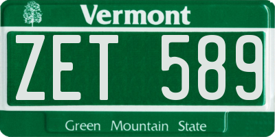 VT license plate ZET589