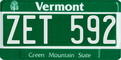 VT license plate ZET592