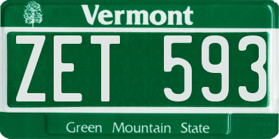 VT license plate ZET593
