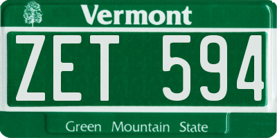 VT license plate ZET594