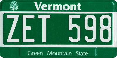 VT license plate ZET598