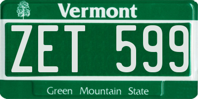 VT license plate ZET599
