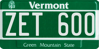 VT license plate ZET600